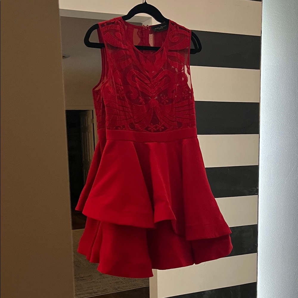 Elegant Red Layered Mini Dress